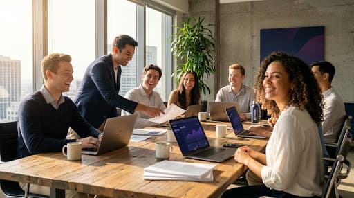 The Foremint team collaborating in a bright, modern office